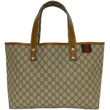 GUCCI Tote Bag Beige Brown GG Supreme Shelly 21134 f-20348 PVC Leather  a4 Women's Compact