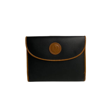 CHRISTIAN DIOR Leather Bifold Wallet Bicolor Black Brown 76579