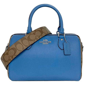 COACH 2way bag Blue Signature CJ592 f-19951 Satchel PVC Leather  Handbag Shoulder Boston Women's