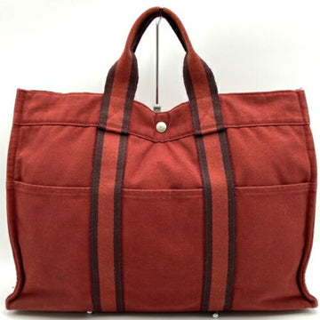 HERMES Handbag Tote Bag Foule MM Red Canvas Women's  ITO1BO8VQFVL