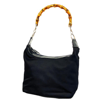 GUCCI Shoulder Bag Bamboo 000 0531 Nylon Leather Black Women's