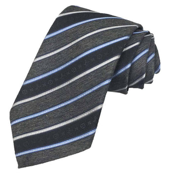 LOUIS VUITTON Tie Cravate Monogram Lines 8cm M78573 Dark Gray 100% Silk Men's