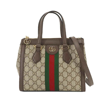 GUCCI Ophidia GG Small 2way Tote Shoulder Bag Supreme Leather Beige Brown 547551