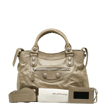 BALENCIAGA The Giant Vero Handbag Shoulder Bag 263244 Grey Leather Women's