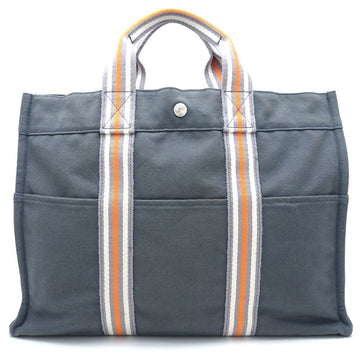 HERMES Fool Toe Tote MM Handbag 2001 Ginza Limited Canvas Gray Ivory Orange 351065