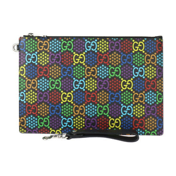 GUCCI GG Psychedelic Second Bag 601087 PVC Leather Multicolor Wristlet Pouch Clutch