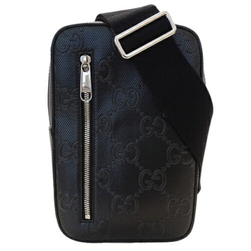 GUCCI bag men's brand body shoulder GG embossed leather black silver hardware 700431
