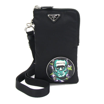 PRADA Neck Pouch 2TT091 Black Nylon Leather Strap Smartphone Case Frankenstein