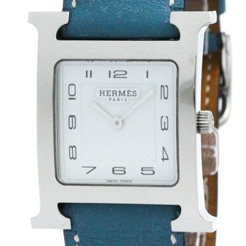 HERMESPolished  H Watch Steel Leather Quartz Ladies Watch HH1.510 BF570446