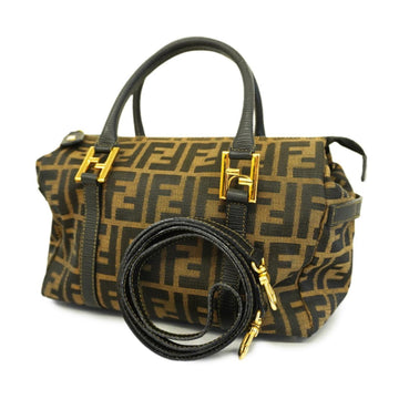 FENDI handbag Zucca nylon canvas leather khaki black ladies