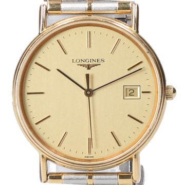 LONGINES L4.636.2 Grand Classic Date Quartz Wristwatch Gold Silver Men's