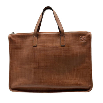 LOEWE Handbag Bag Anagram Leather Brown Silver Men's z0386