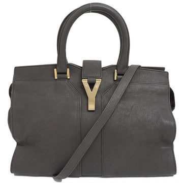YVES SAINT LAURENT Cabas Chic Handbag Grey 400600 Leather Women's YSL