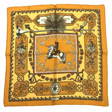 HERMES Scarf Muffler Carre 45 VDOVICVS MAGNVS Louis XIV on a White Horse Yellow 100% Silk