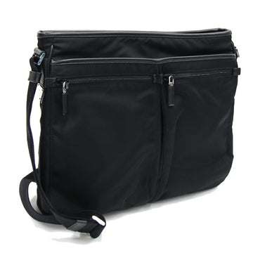 PRADA shoulder bag 2VH220 black nylon leather men's