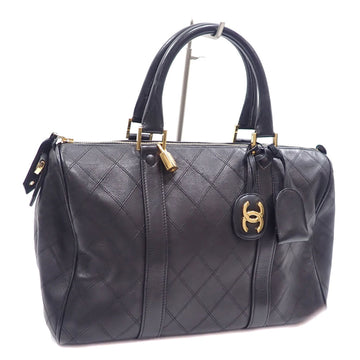 CHANEL Boston Bag Matelasse Women's Black Leather A210973