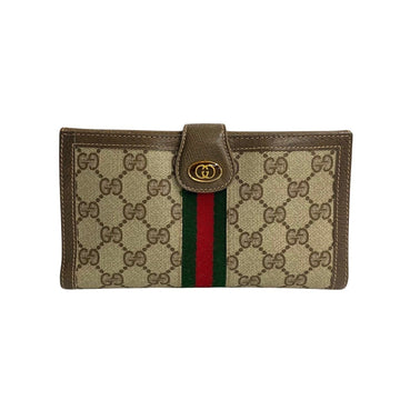 GUCCI Old  Sherry Line GG Hardware Leather Long Wallet Brown 99622