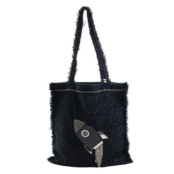 CHANEL Shoulder Bag Tote Rocket Tweed/Metal Black/Silver Women's e58461f