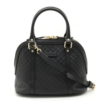 GUCCI Micro ssima Handbag Shoulder Bag Leather Black 449654