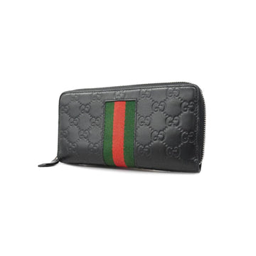 GUCCI Long Wallet Sherry Line ssima 408831 Leather Black Men's Women's