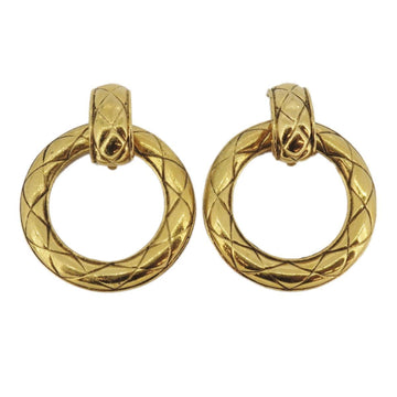 CHANEL Earrings Matelasse Circle GP Plated Gold Ladies