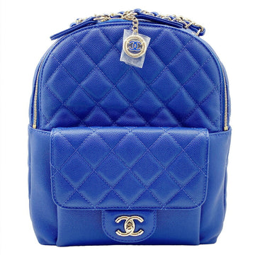 CHANEL Rucksack Backpack Chain Shoulder Matelasse Caviar Skin Blue Coco Mark 26***** Similar