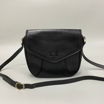 BURBERRYs Nova Check Leather Shoulder Bag Pochette Sacoche Black 14740