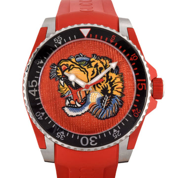 GUCCI 136.3  Dive Watch Quartz Red Tiger Dial Men's