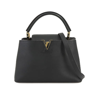 LOUIS VUITTON Capucines MM 2way hand shoulder bag in Taurillon leather, black, M42259 RFID