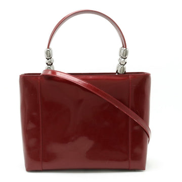 CHRISTIAN DIOR Marispearl handbag shoulder bag patent leather red