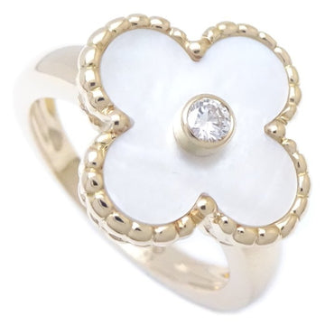VAN CLEEF & ARPELS Vintage Alhambra Ring 1P Diamond Mother of Pearl VCARA41100 #51 K18YG Yellow Gold 290711