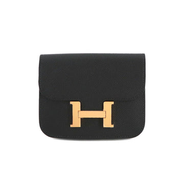 HERMES Constance Bi-fold Wallet Epson Black Z Stamp Gold Metal Fittings Slim