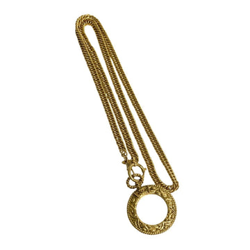 CHANEL Magnifying Glass Coco Mark Chain Long Necklace Pendant Gold 26904
