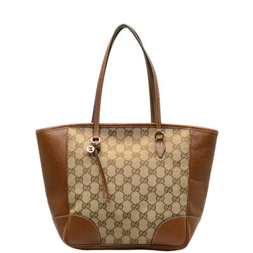GUCCI GG Canvas Handbag 353119 Beige Brown Leather Women's