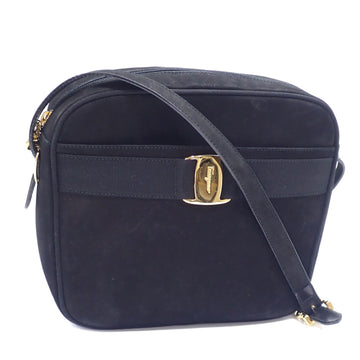 SALVATORE FERRAGAMO Shoulder Bag Women's Black Suede Leather A6046907