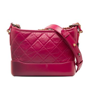CHANEL Gabrielle de  Small Hobo Chain Shoulder Bag Pink Leather Women's