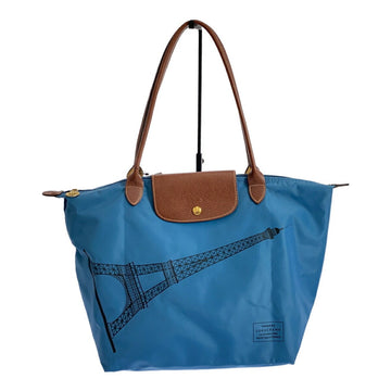 LONGCHAMP Le Pliage Eiffel Tower Print Tote Bag Shoulder Nylon Leather Blue Brown Mikunigaoka Store ITG50SZ9PX6P RM3614M