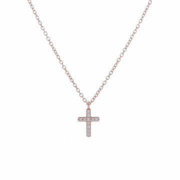 TIFFANY&Co.  Metro Cross Diamond - Women's K18 Pink Gold Necklace