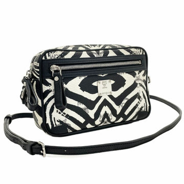 MCM Shoulder Bag Zebra Crossbody Leather White Black MUR4SVE91BW001 Pochette Back YY-13021