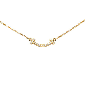 TIFFANY T Smile Pendant Necklace K18YG Yellow Gold Women's &Co.