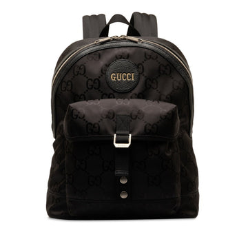GUCCI GG Nylon Backpack 644992 Black Leather Women's