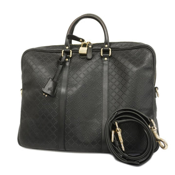 GUCCI Diamante Handbag 208463 Leather Black Champagne Men's