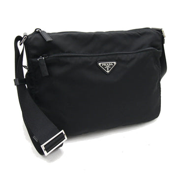 PRADA Shoulder Bag 1BC421 Black Nylon Leather Crossbody Men's Women's