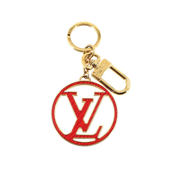 LOUIS VUITTON Porte-Cle LV Circle Key Ring Bag Charm Gold Red Pink M68465