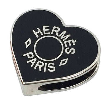 HERMES Scarf Ring Twilly Cool Heart Valentine's Day Collection Black x Silver Women's