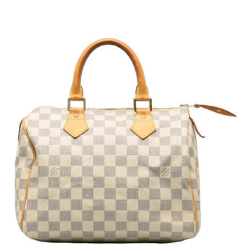 LOUIS VUITTON Damier Azur Speedy 25 Handbag N41534 White PVC Leather Women's
