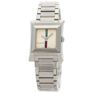 GUCCI 111L Square Face Watch Stainless Steel SS Ladies