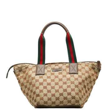 GUCCI GG Canvas Tote Bag 131228 Brown Leather Women's