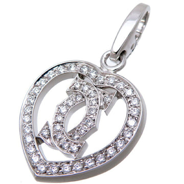 CARTIER 2C Heart Diamond Ladies Pendant B3015300 750 White Gold