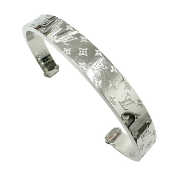 LOUIS VUITTON Manchette Monogram Bold Bangle M00682 LE2282 Size M Silver Men's Women's LV Bracelet Cuff